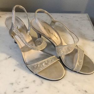 Nina silver evening heels